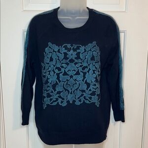 🌻J Crew Embellished Wool Cashmere 3/4 Sleeve Crewneck Sweater.